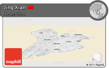 Classic Style Panoramic Map of Jing Xian, single color outside