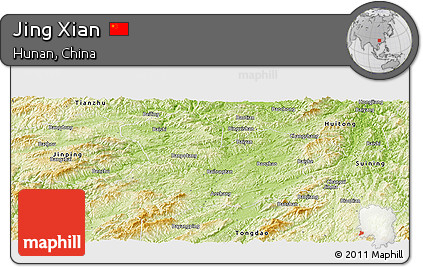 Physical Panoramic Map of Jing Xian