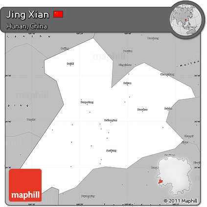 Gray Simple Map of Jing Xian