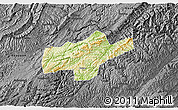 Physical 3D Map of Jishou, darken, desaturated