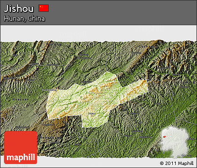 Physical 3D Map of Jishou, darken