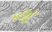 Physical 3D Map of Jishou, desaturated