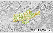 Physical 3D Map of Jishou, lighten, desaturated