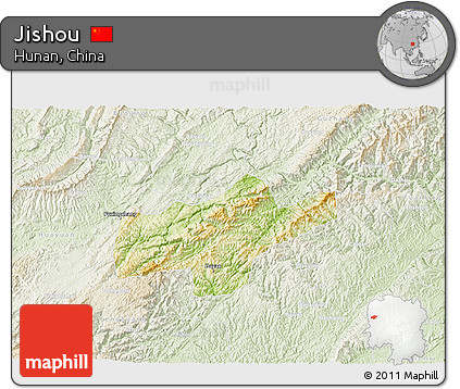 Physical 3D Map of Jishou, lighten