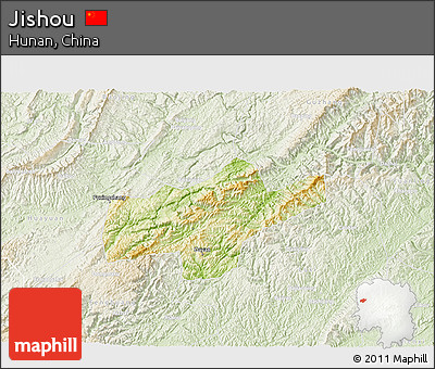 Physical 3D Map of Jishou, lighten