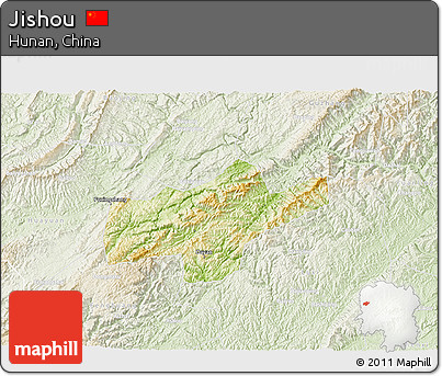 Physical 3D Map of Jishou, lighten