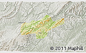 Physical 3D Map of Jishou, lighten, semi-desaturated