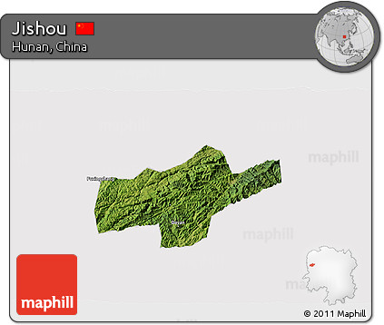 Satellite 3D Map of Jishou, cropped outside