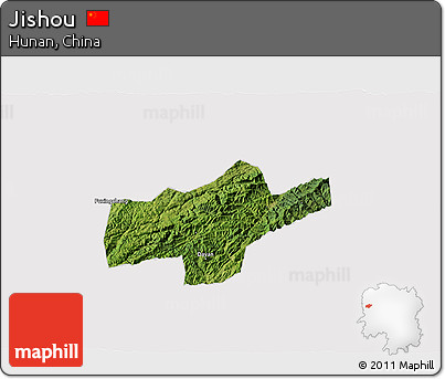 Satellite 3D Map of Jishou, cropped outside