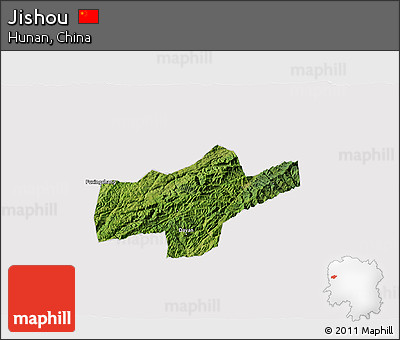 Satellite 3D Map of Jishou, cropped outside