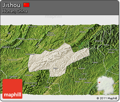 Shaded Relief 3D Map of Jishou, satellite outside