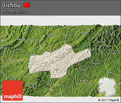 Shaded Relief 3D Map of Jishou, satellite outside