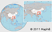 Gray Location Map of Jishou, highlighted country, highlighted parent region, within the entire country