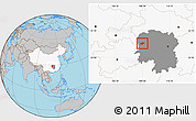 Gray Location Map of Jishou, highlighted country, highlighted parent region