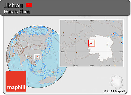 Gray Location Map of Jishou, highlighted parent region
