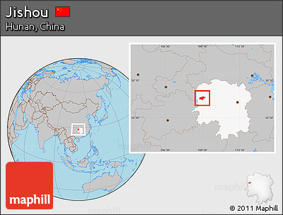 Gray Location Map of Jishou, highlighted parent region