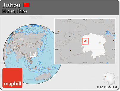 Gray Location Map of Jishou, highlighted parent region