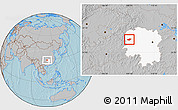 Gray Location Map of Jishou, highlighted parent region, hill shading