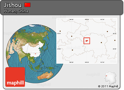 Satellite Location Map of Jishou, highlighted country