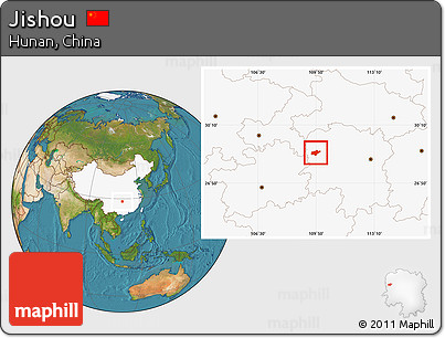 Satellite Location Map of Jishou, highlighted country