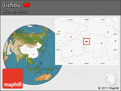 Satellite Location Map of Jishou, highlighted country