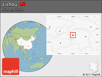 Savanna Style Location Map of Jishou, highlighted country
