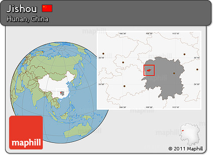 Savanna Style Location Map of Jishou, highlighted country, highlighted parent region