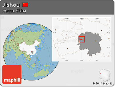 Savanna Style Location Map of Jishou, highlighted country, highlighted parent region