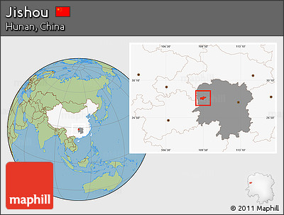 Savanna Style Location Map of Jishou, highlighted country, highlighted parent region