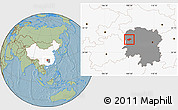 Savanna Style Location Map of Jishou, highlighted country, highlighted parent region, hill shading