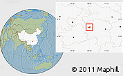 Savanna Style Location Map of Jishou, highlighted country, hill shading