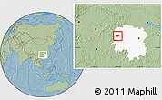 Savanna Style Location Map of Jishou, highlighted parent region, hill shading