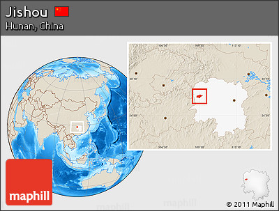 Shaded Relief Location Map of Jishou, highlighted parent region