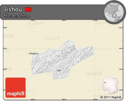 Classic Style Map of Jishou, single color outside
