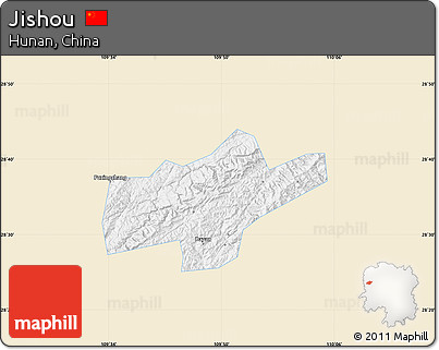 Classic Style Map of Jishou, single color outside