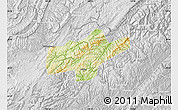 Physical Map of Jishou, lighten, desaturated