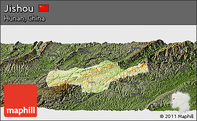 Physical Panoramic Map of Jishou, darken