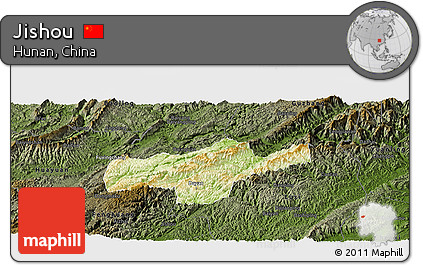 Physical Panoramic Map of Jishou, darken