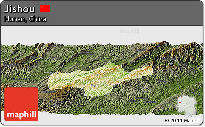 Physical Panoramic Map of Jishou, darken