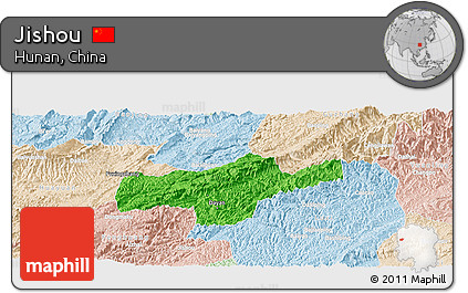 Political Panoramic Map of Jishou, lighten