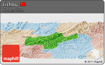 Political Panoramic Map of Jishou, lighten