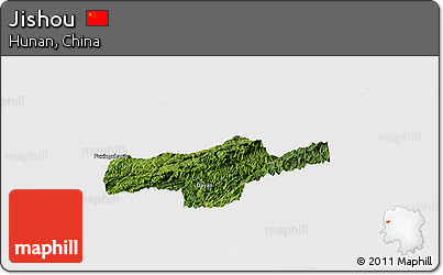 Satellite Panoramic Map of Jishou, cropped outside