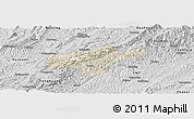 Shaded Relief Panoramic Map of Jishou, desaturated