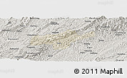 Shaded Relief Panoramic Map of Jishou, semi-desaturated