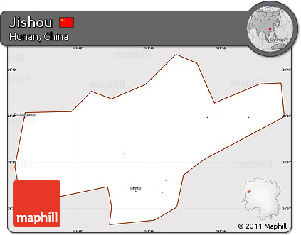 Classic Style Simple Map of Jishou, cropped outside