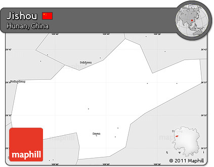 Silver Style Simple Map of Jishou