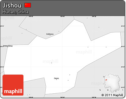 Silver Style Simple Map of Jishou