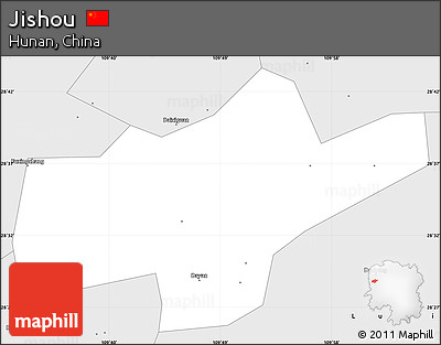 Silver Style Simple Map of Jishou