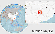 Gray Location Map of Laiyang, highlighted country, hill shading