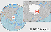 Gray Location Map of Laiyang, highlighted parent region, hill shading